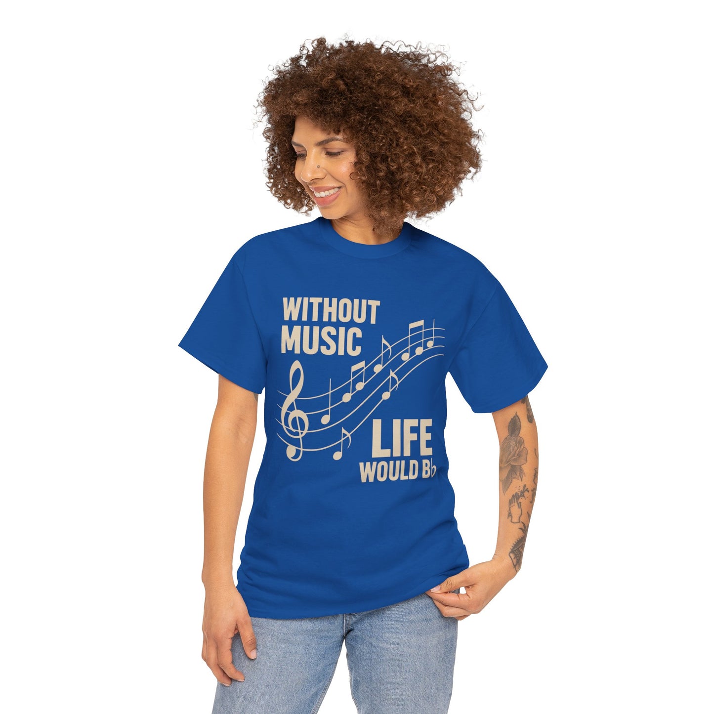 Without Music Life Would Bb Tee | Music Notes Treble Clef Shirt