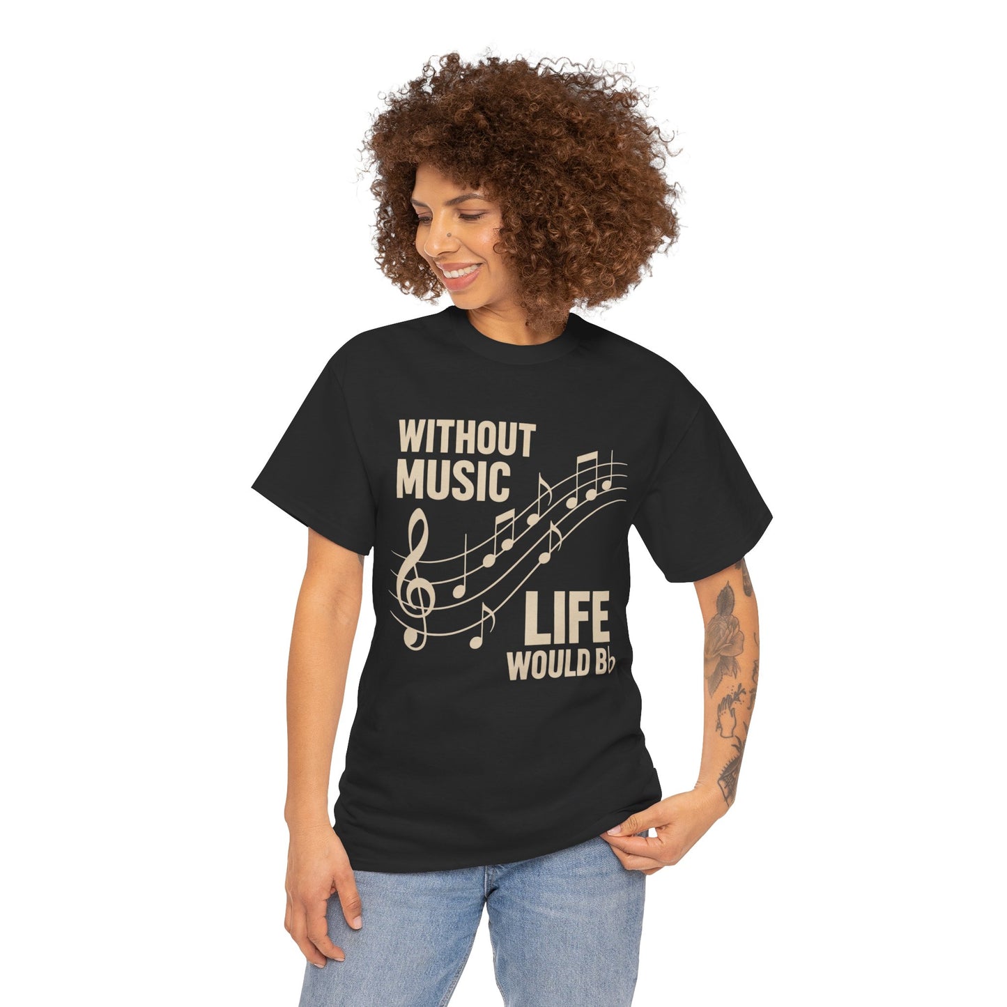 Without Music Life Would Bb Tee | Music Notes Treble Clef Shirt
