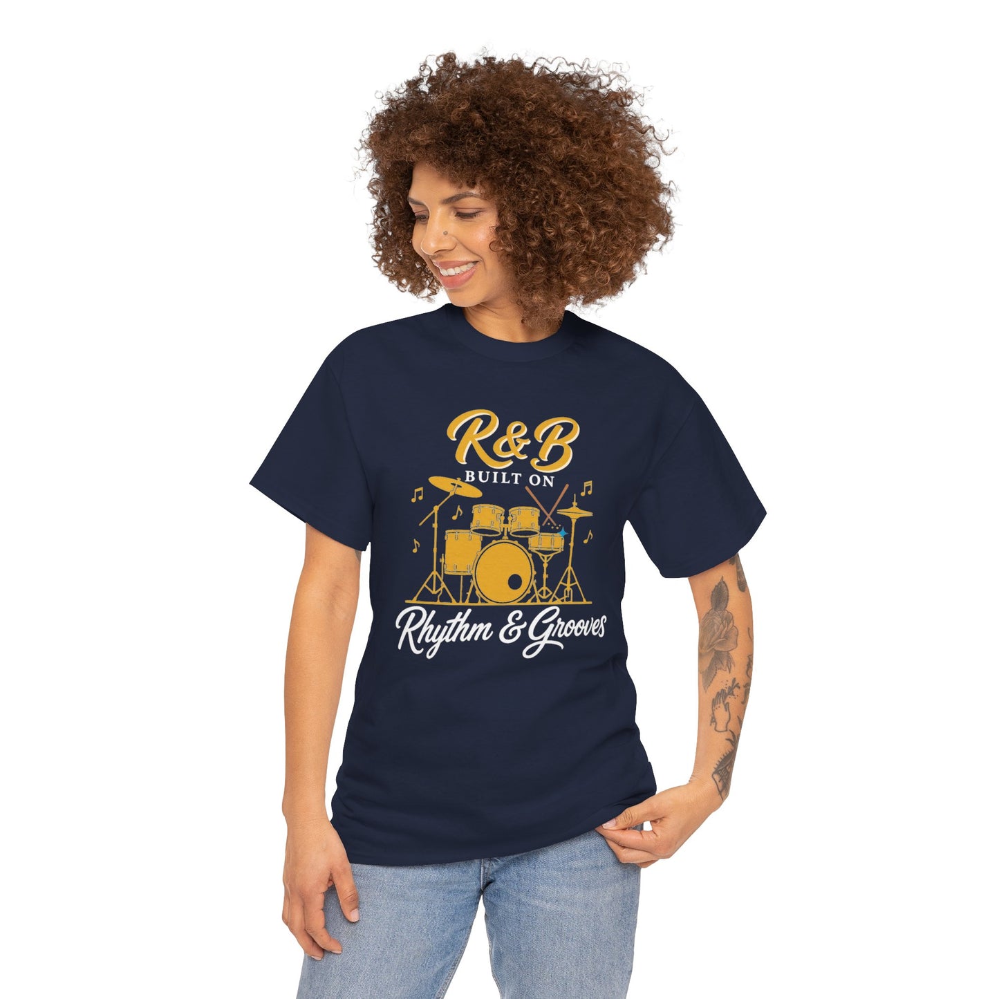 R&B Drums Tee — “Built On Rhythm & Grooves” Music Lover Shirt