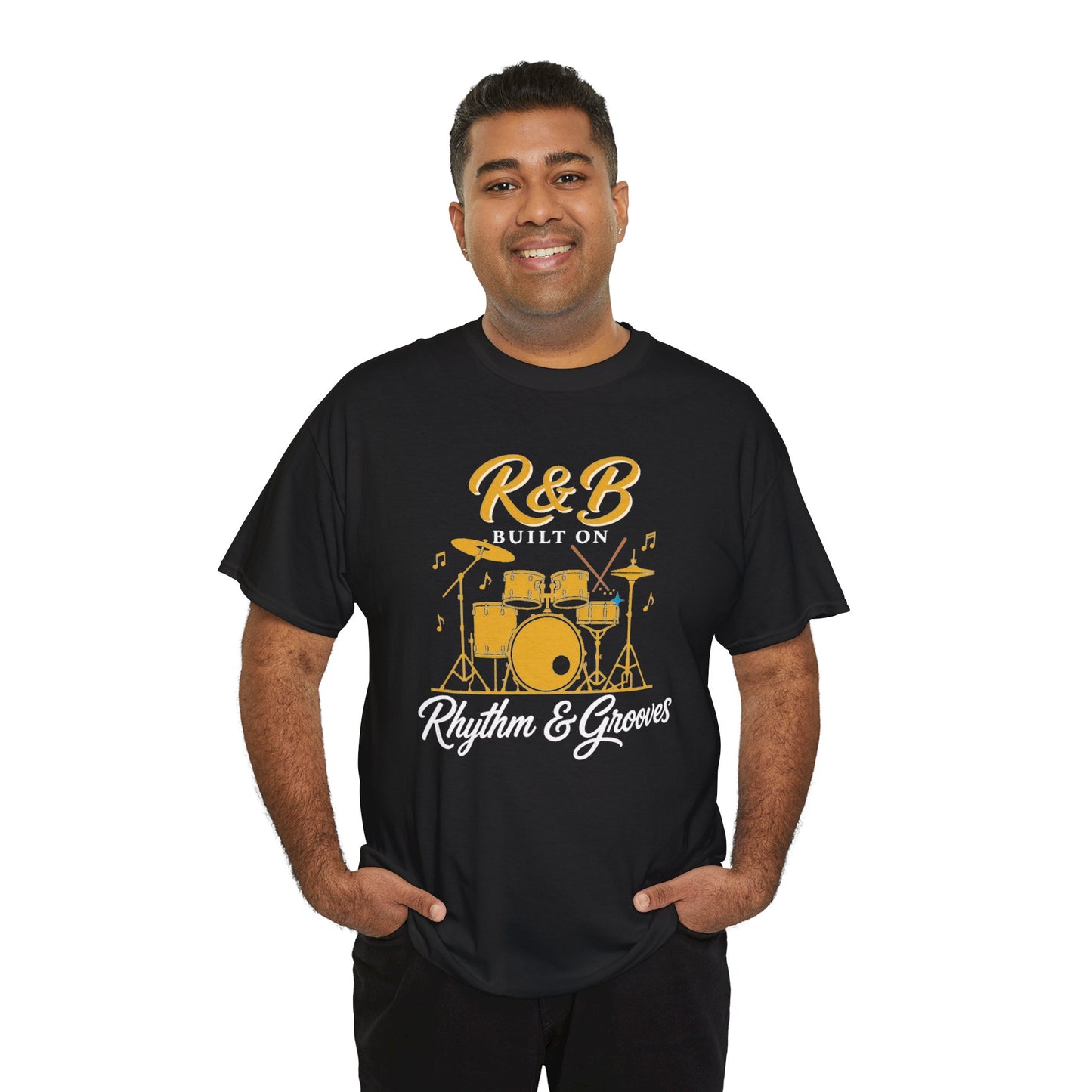 R&B Drums Tee — “Built On Rhythm & Grooves” Music Lover Shirt