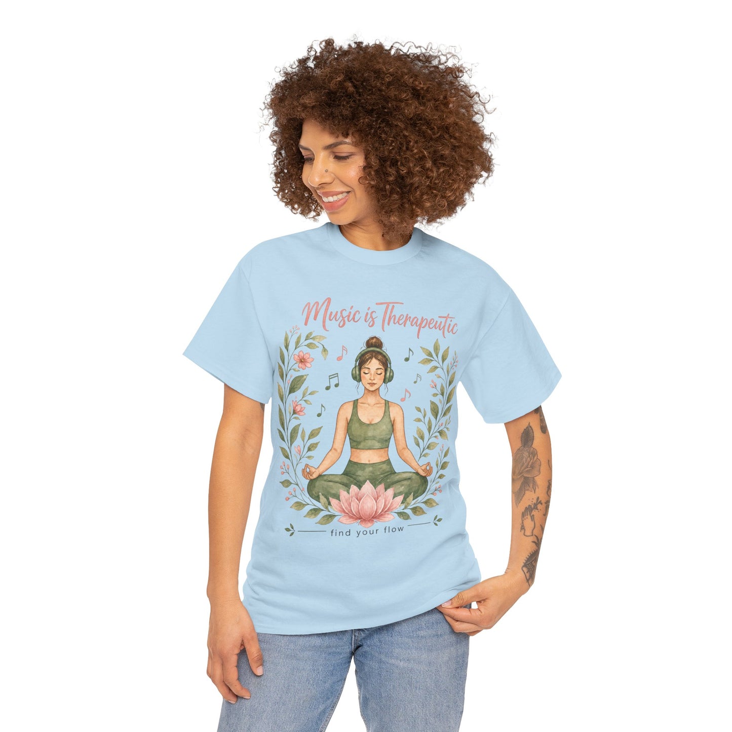 Music is Therapeutic Tee — Yoga Lotus T-Shirt