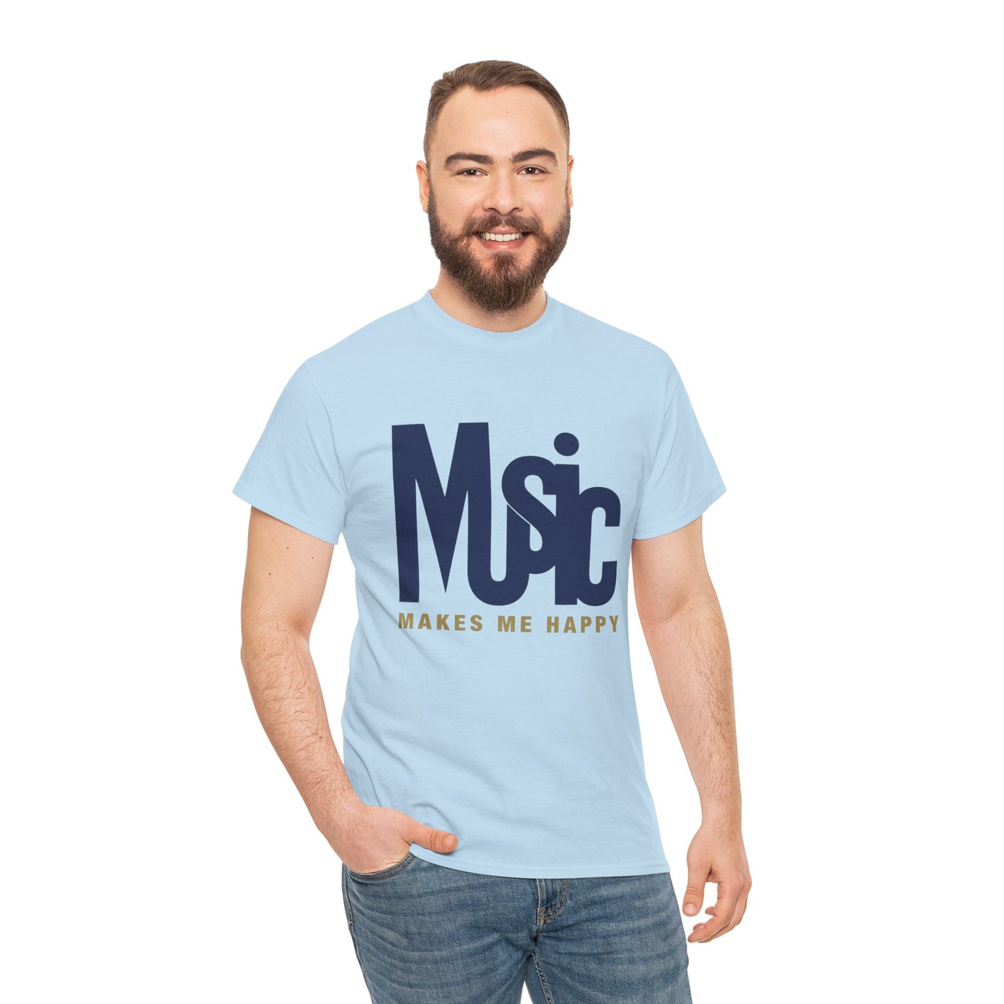Music Makes Me Happy T-Shirt | Music Typography Tee