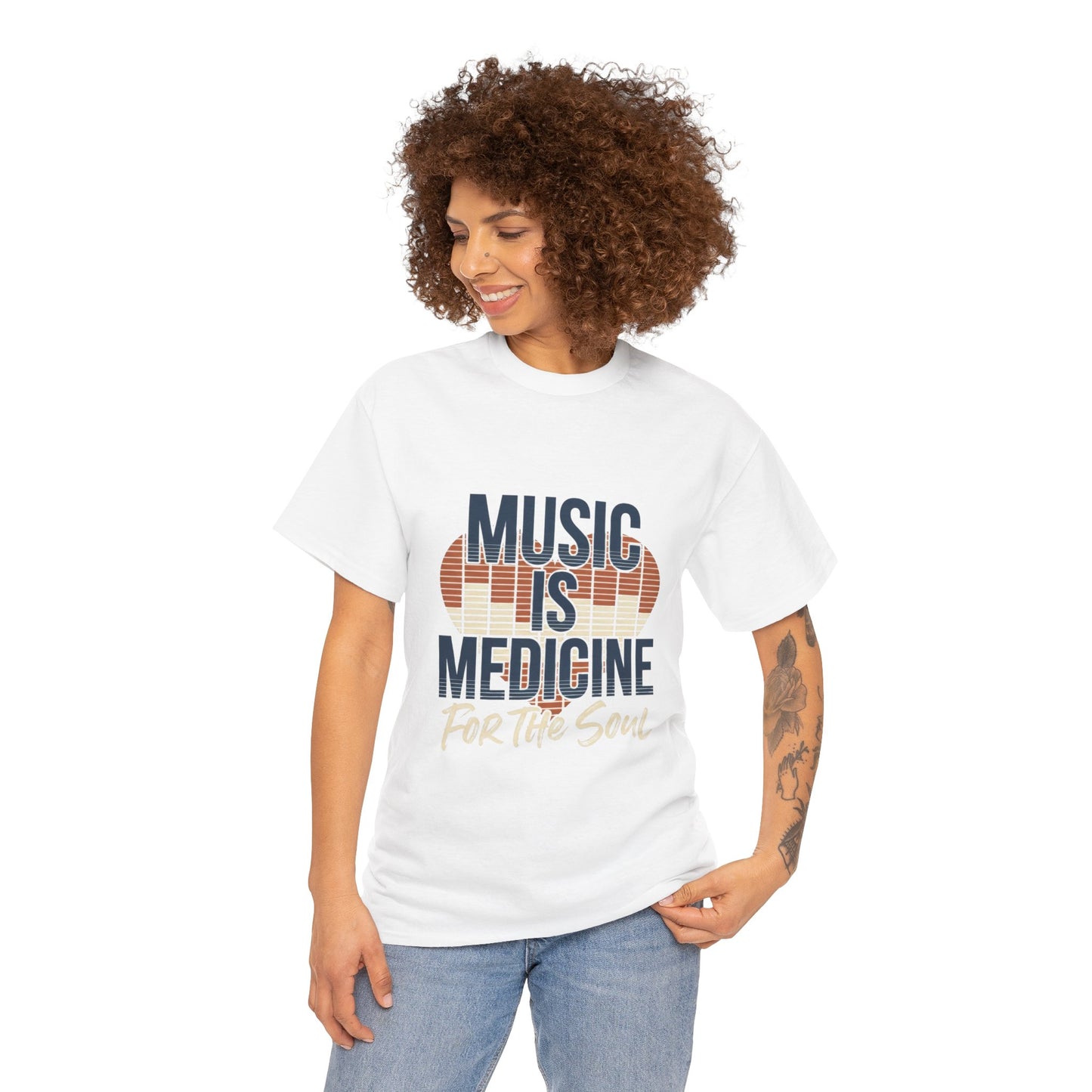 Music Is Medicine T-Shirt | Retro Headphones Typography, For the Soul