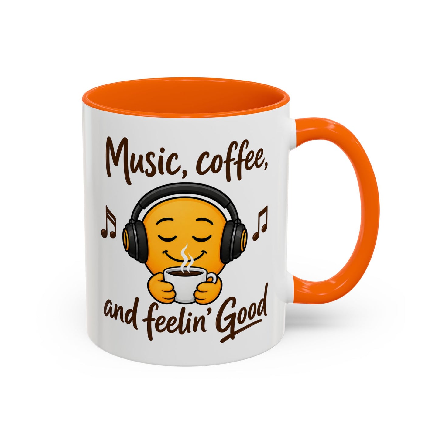Music, coffee, and feelin' Good Mug | Emoji with Headphones Coffee Cup