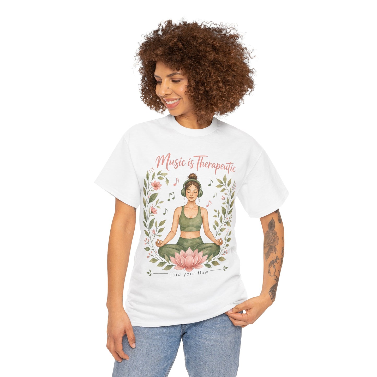 Music is Therapeutic Tee — Yoga Lotus T-Shirt