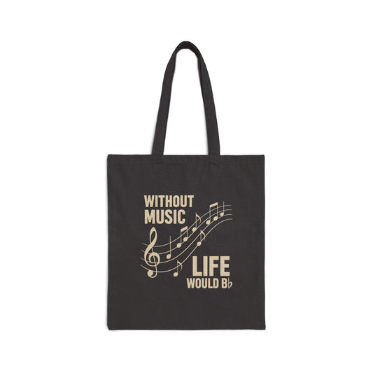 Without Music Life Would Bb Tote Bag | Musical Notes Canvas Tote