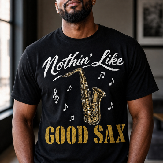 Saxophone T-Shirt — "Nothin' Like Good Sax" Vintage Jazz Tee