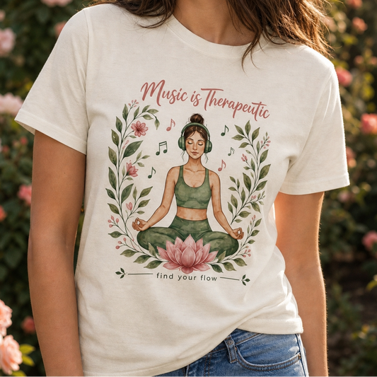 Music is Therapeutic Tee — Yoga Lotus T-Shirt