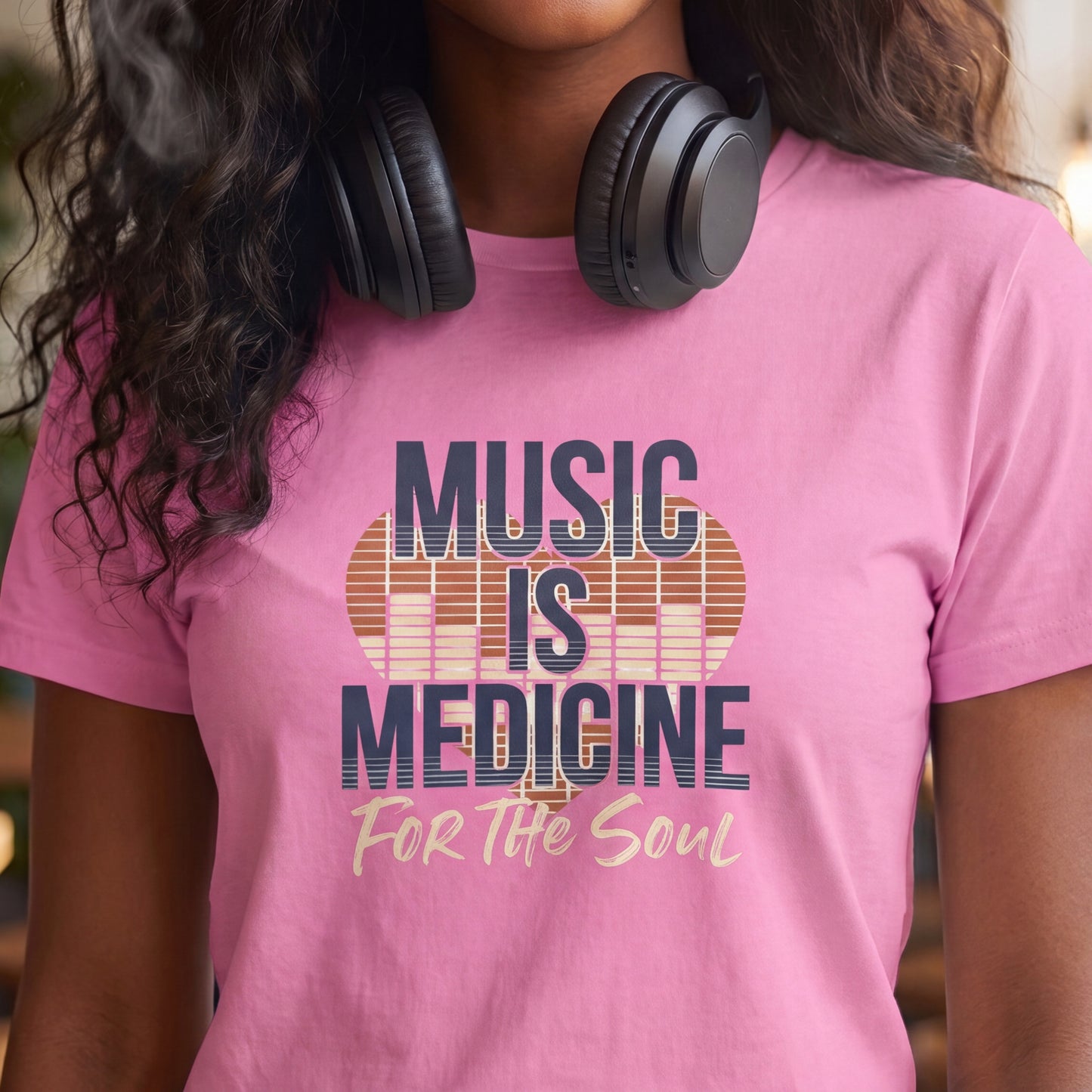 Music Is Medicine T-Shirt | Retro Headphones Typography, For the Soul