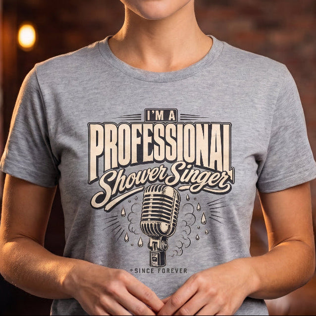 I’m a Professional Shower Singer T-Shirt | Vintage Microphone Graphic