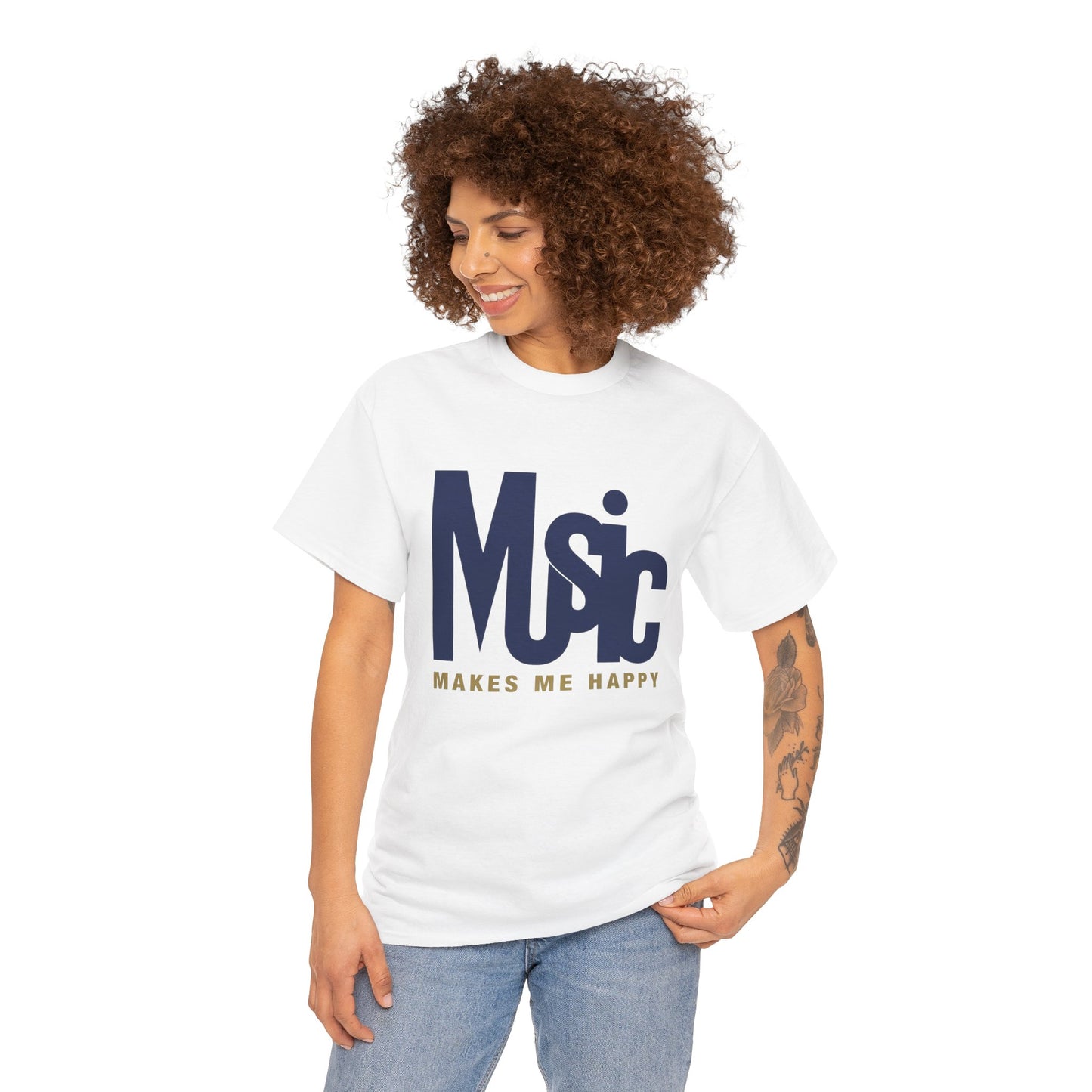 Music Makes Me Happy T-Shirt | Music Typography Tee