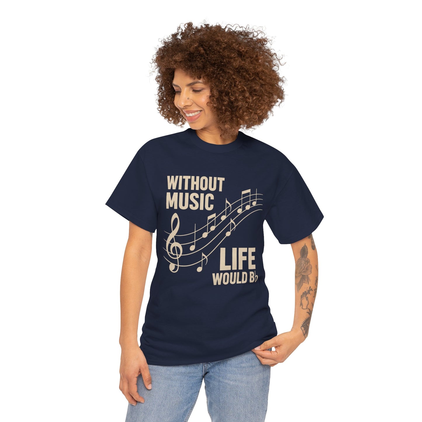 Without Music Life Would Bb Tee | Music Notes Treble Clef Shirt