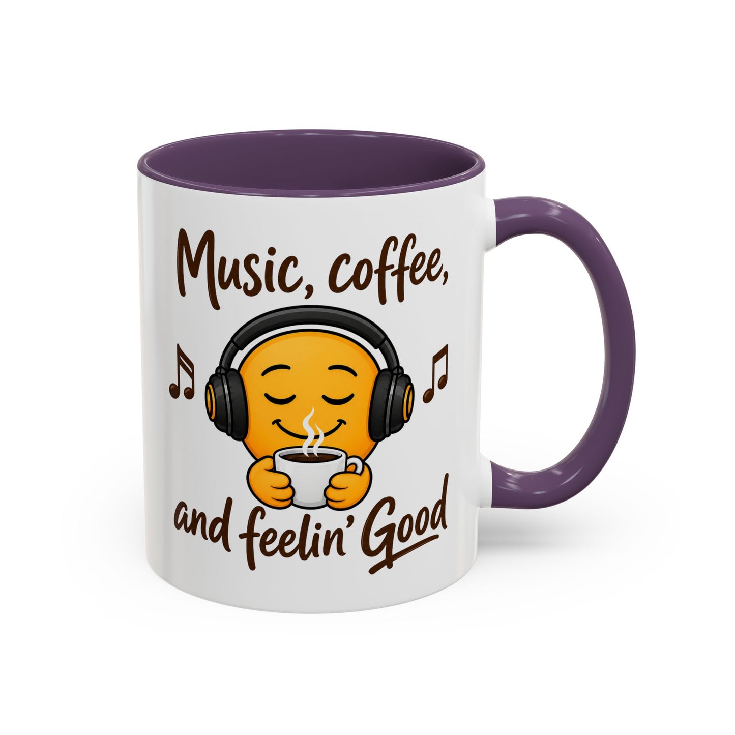 Music, coffee, and feelin' Good Mug | Emoji with Headphones Coffee Cup