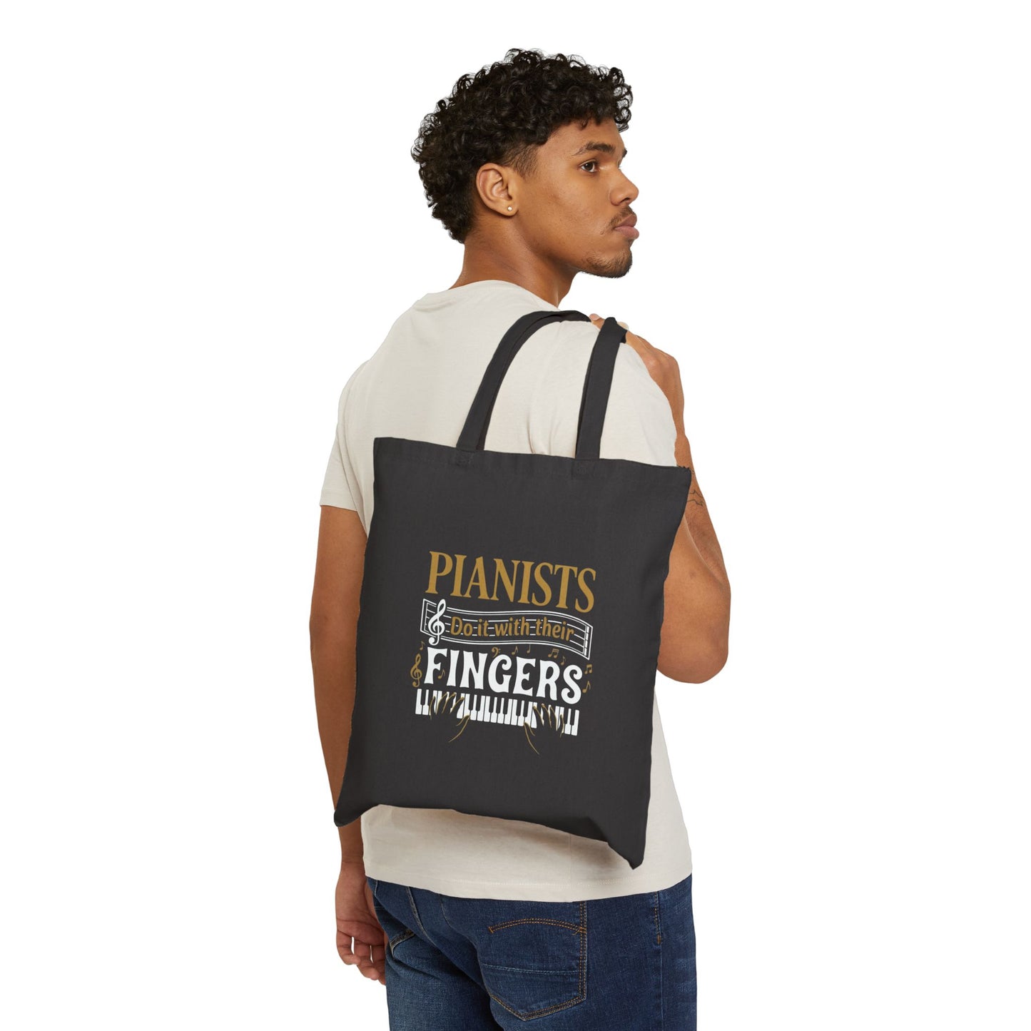 Pianists Do It With Their Fingers Tote Bag | Piano Keys Music Canvas Tote