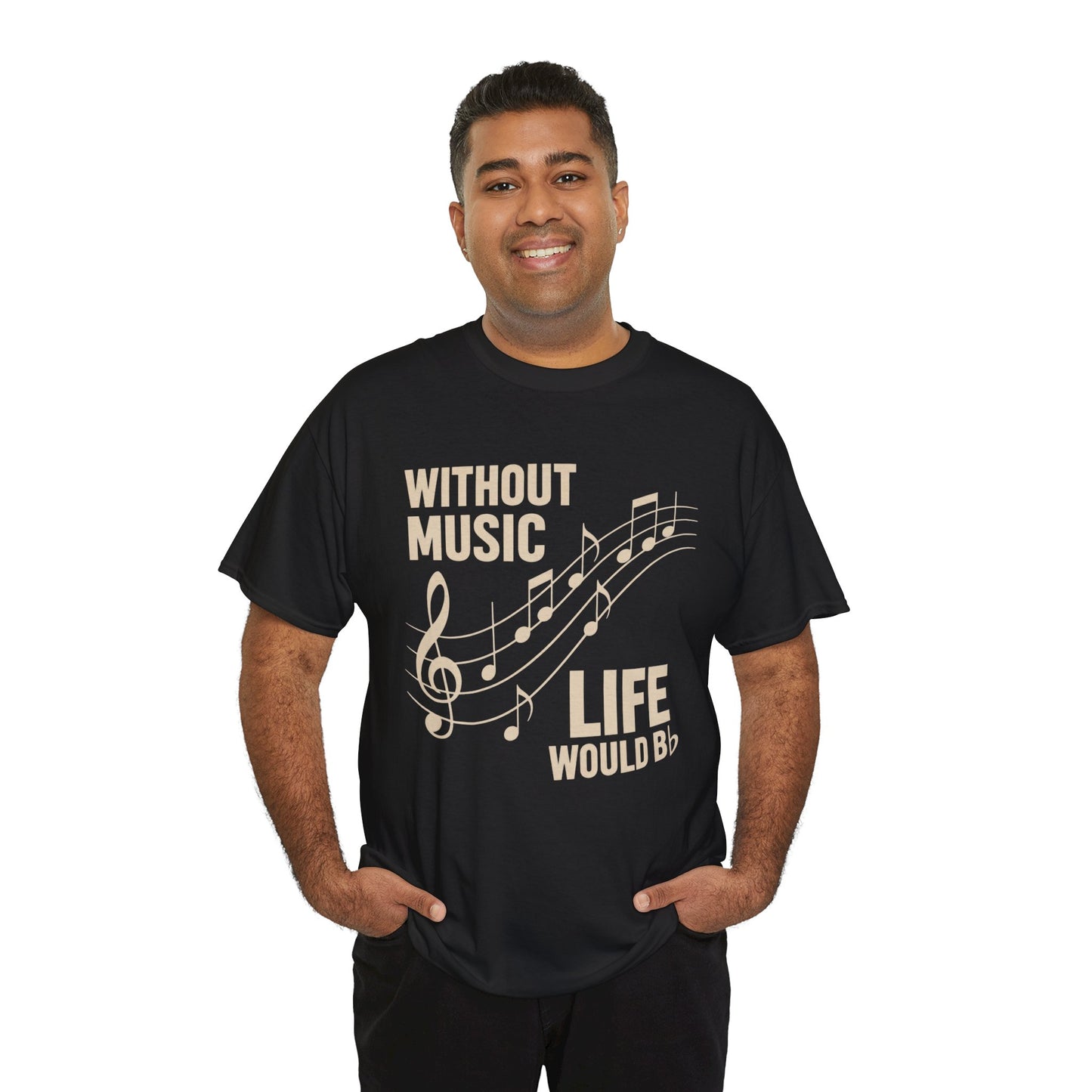 Without Music Life Would Bb Tee | Music Notes Treble Clef Shirt