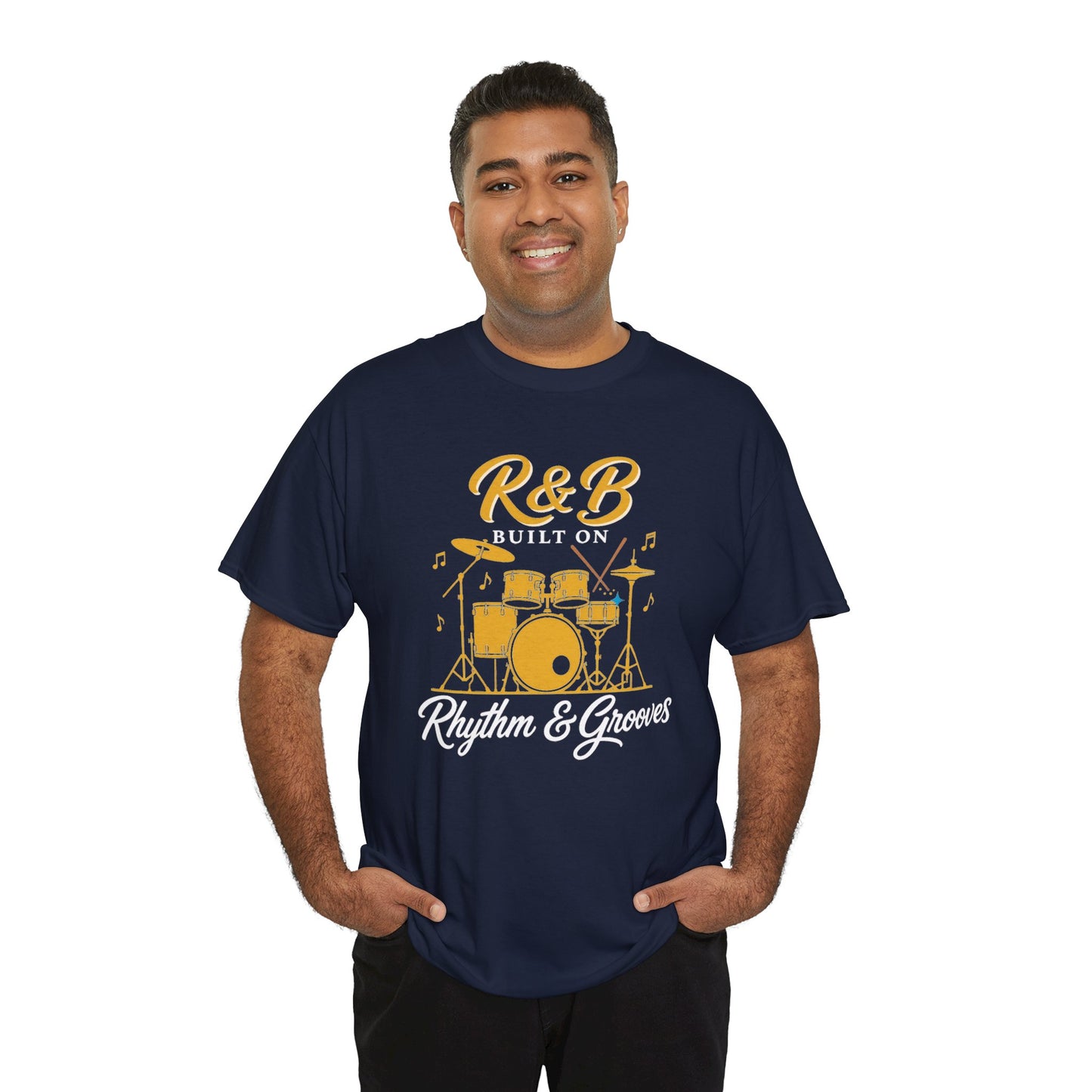 R&B Drums Tee — “Built On Rhythm & Grooves” Music Lover Shirt