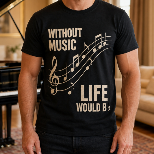 Without Music Life Would Bb Tee | Music Notes Treble Clef Shirt